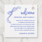 French Blue Wedding Willkommensgeschenk Beutel Geschenkanhänger (Rückseite)