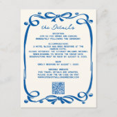 French Blue Whimsical Hand Drawn Ribbon Wedding  Begleitkarte (Vorderseite)