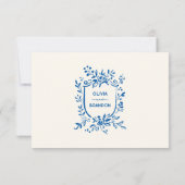 French Blue Whimsical Pastoral Wedding Invitation, RSVP Karte (Rückseite)