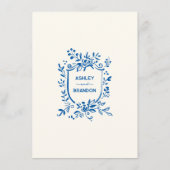 French Blue Whimsical Ribbon and Bow Wedding  Begleitkarte (Rückseite)