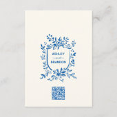 French Blue Whimsical Ribbon Crest Wedding  Begleitkarte (Rückseite)