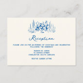 French Blue Whimsical Wedding Reception  Begleitkarte (Vorderseite)