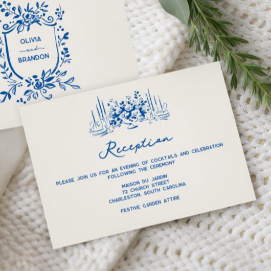 French Blue Whimsical Wedding Reception  Begleitkarte