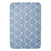 French Blue White Floral Pattern Botanical Chic Badematte (Vorderseite Vertikal)