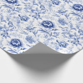 French Blue White Floral Toile Brautparty Geschenk Geschenkpapier (Ecke)