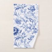 French Blue White Floral Toile Muster Geschenk Badhandtuch Set (Handtuch)