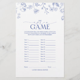 French Blue & White Viktorianisch Brautparty Game