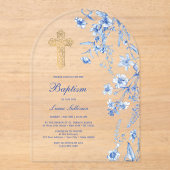 French Blue Wildflowers Arch Baptism Acryleinladungen (Vorderseite)