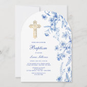 French Blue Wildflowers Arch Baptism Einladung (Vorderseite)