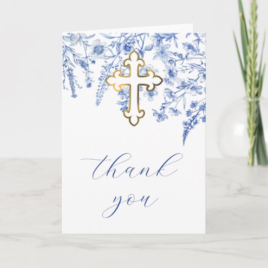 French Blue Wildflowers Religious Thank You Karte (Vorderseite)