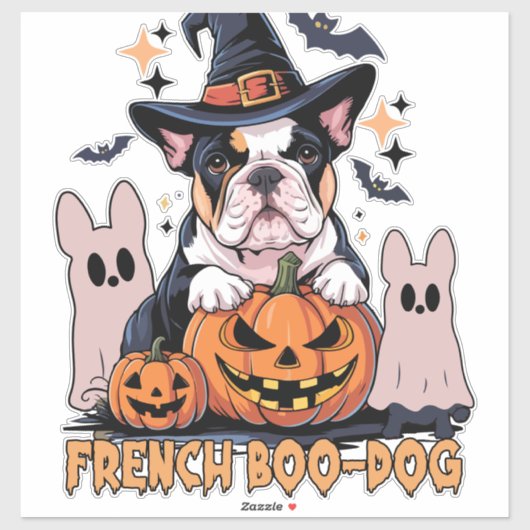 French Boo Dog Cute Frenchie Halloween Ghost Dog T Aufkleber (Blatt)
