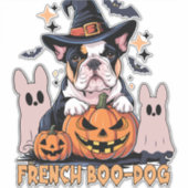 French Boo Dog Cute Frenchie Halloween Ghost Dog T Aufkleber (Vorderseite)