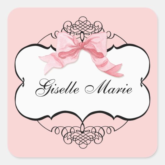 French Bow n Dots, Girl Baby Shower Sticker Siegel (Vorderseite)