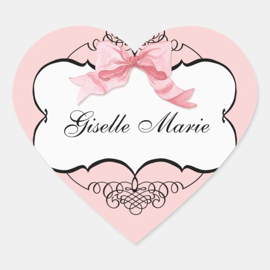 French Bow n Dots, Girl Baby Shower Sticker Siegel (Vorderseite)