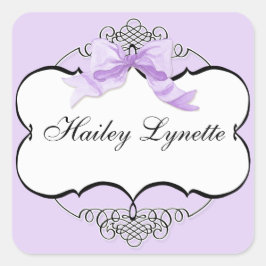 French Bow n Dots, Girl Baby Shower Sticker Siegel