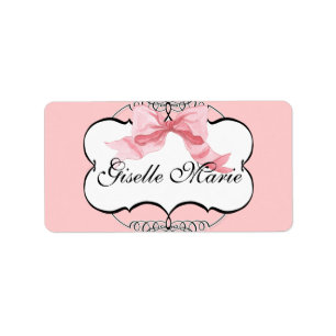 French Bow n Dots, Girl Baby Shower Sticker Siegel Adressaufkleber