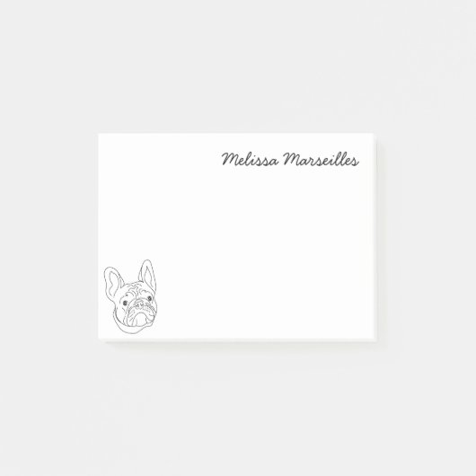 French Bull Dog Black & White Frenchie Post-it Klebezettel (Vorderseite)