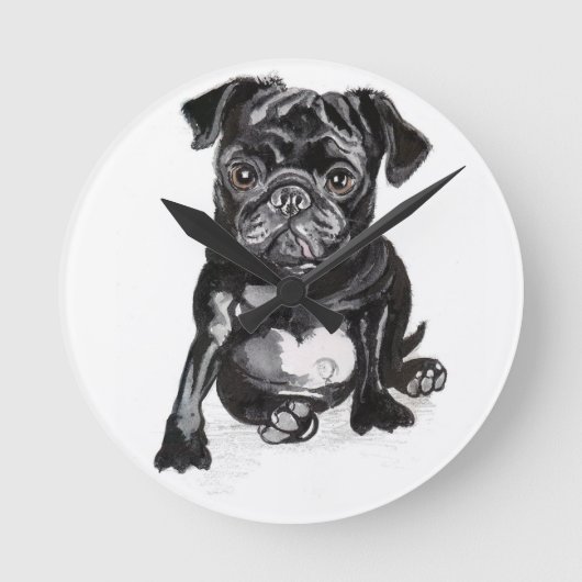 French Bull Dog Clock Runde Wanduhr (Vorderseite)