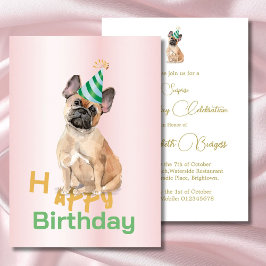 French Bull Dog Happy Birthday Party Einladung