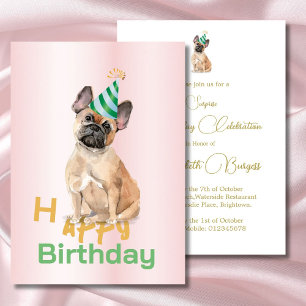 French Bull Dog Happy Birthday Party Einladung