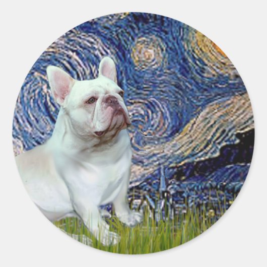 French Bulldog (4W) - Starry Night Runder Aufkleber (Vorderseite)