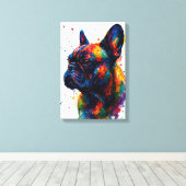 French Bulldog Abstract Portrait – Splatter Style Leinwanddruck (Insitu (Holzboden))