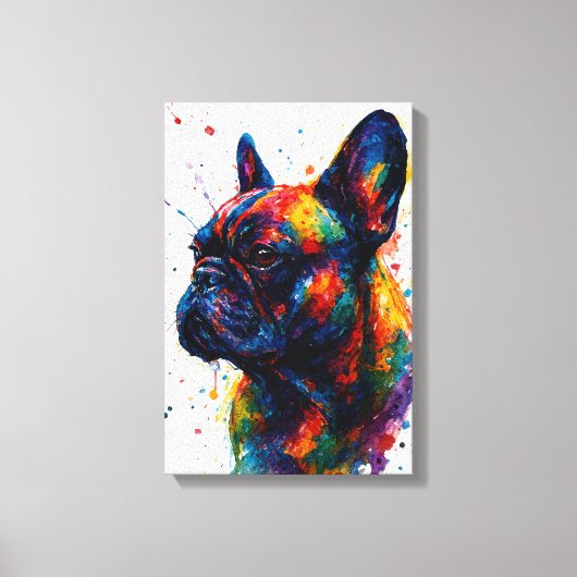 French Bulldog Abstract Portrait – Splatter Style Leinwanddruck (Vorderseite)