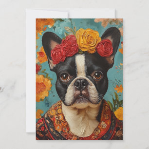 French Bulldog als Frida Kahlo Einladung