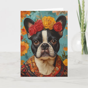 French Bulldog als Frida Kahlo Einladung