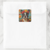 French Bulldog als Frida Kahlo Quadratischer Aufkleber (Tasche)