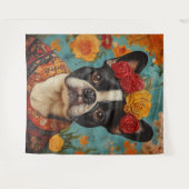 French Bulldog als Frida Kahlo Wandteppich (Vorderseite (Horizontal))