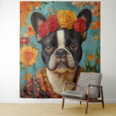 French Bulldog als Frida Kahlo Wandteppich (Beispiel)