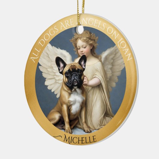 French Bulldog Angel Personalisiert Memorial Keramik Ornament (Links)