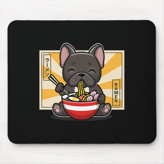 French Bulldog Anime Eating Noodle Mousepad (Vorne)