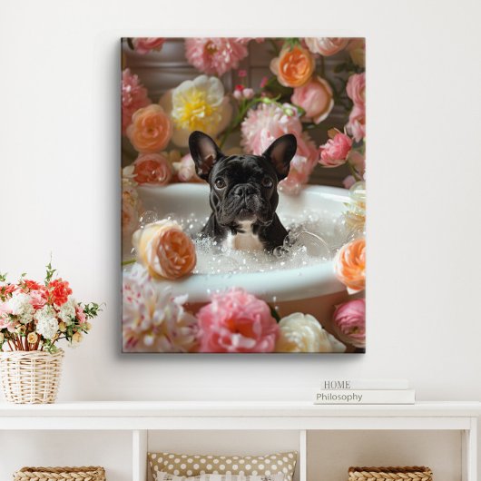French Bulldog Art | Französische Küche in Badewan Leinwanddruck