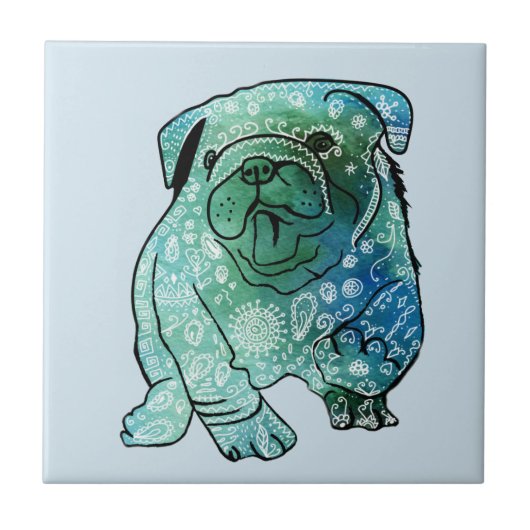 French Bulldog Art Mandala Keramik Foto Tile Fliese (Vorderseite)