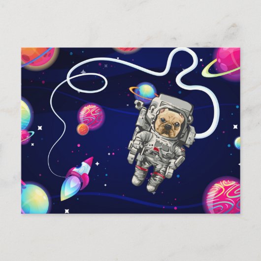French Bulldog Astronaut Space Explorer Postkarte (Vorderseite)