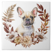 French Bulldog Autumn Kreath Fliese (Vorderseite)