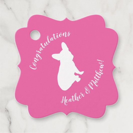 French Bulldog Baby Dusche Frenchie Pink Geschenkanhänger (Vorderseite)