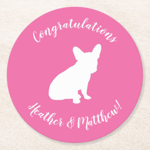 French Bulldog Baby Dusche Frenchie Pink Runder Pappuntersetzer