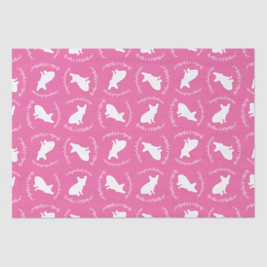 French Bulldog Baby Dusche Frenchie Pink Seidenpapier (Vorderseite)