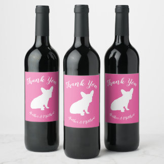 French Bulldog Baby Dusche Frenchie Pink Weinetikett
