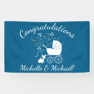French Bulldog Baby Dusche Frenchy Frenchie Blue Banner