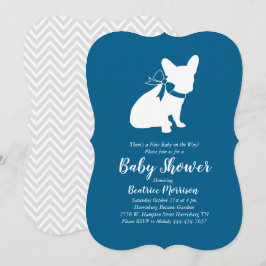 French Bulldog Baby Dusche Frenchy Frenchie Blue Einladung