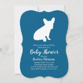 French Bulldog Baby Dusche Frenchy Frenchie Blue Einladung (Vorderseite)