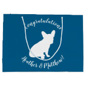 French Bulldog Baby Dusche Frenchy Frenchie Blue Große Geschenktüte (Rückseite)