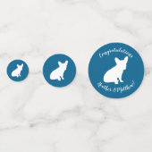 French Bulldog Baby Dusche Frenchy Frenchie Blue Konfetti (Vorderseiten)