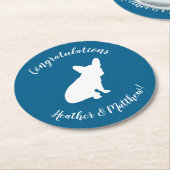 French Bulldog Baby Dusche Frenchy Frenchie Blue Runder Pappuntersetzer (Angewinkelt)