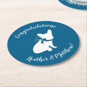 French Bulldog Baby Dusche Frenchy Frenchie Blue Runder Pappuntersetzer (Angewinkelt)