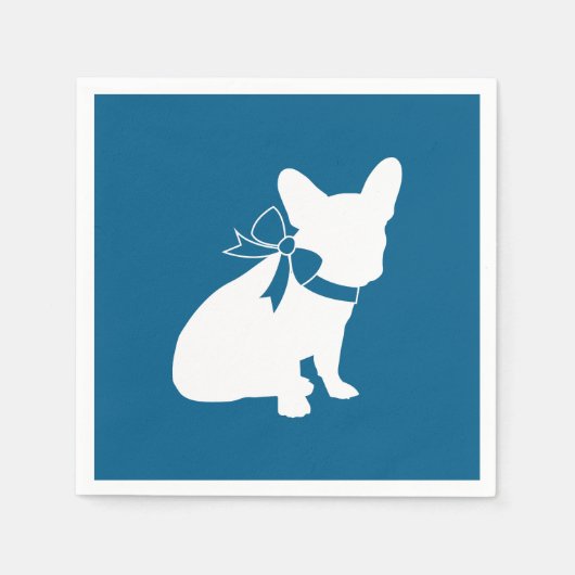 French Bulldog Baby Dusche Frenchy Frenchie Blue Serviette (Vorderseite)